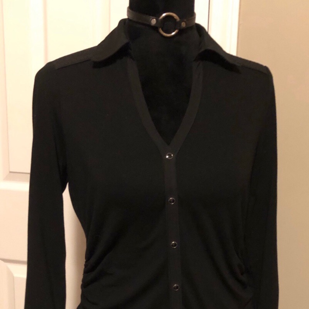 White House Black Market Black Button Down